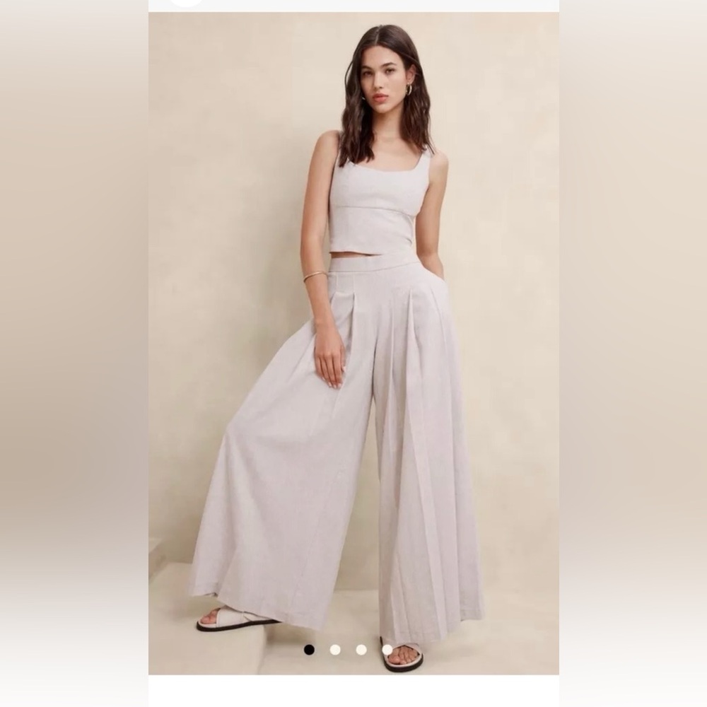 NWOT  Banana Republic Factory LINEN-BLEND PALAZZO PANT6/Flax